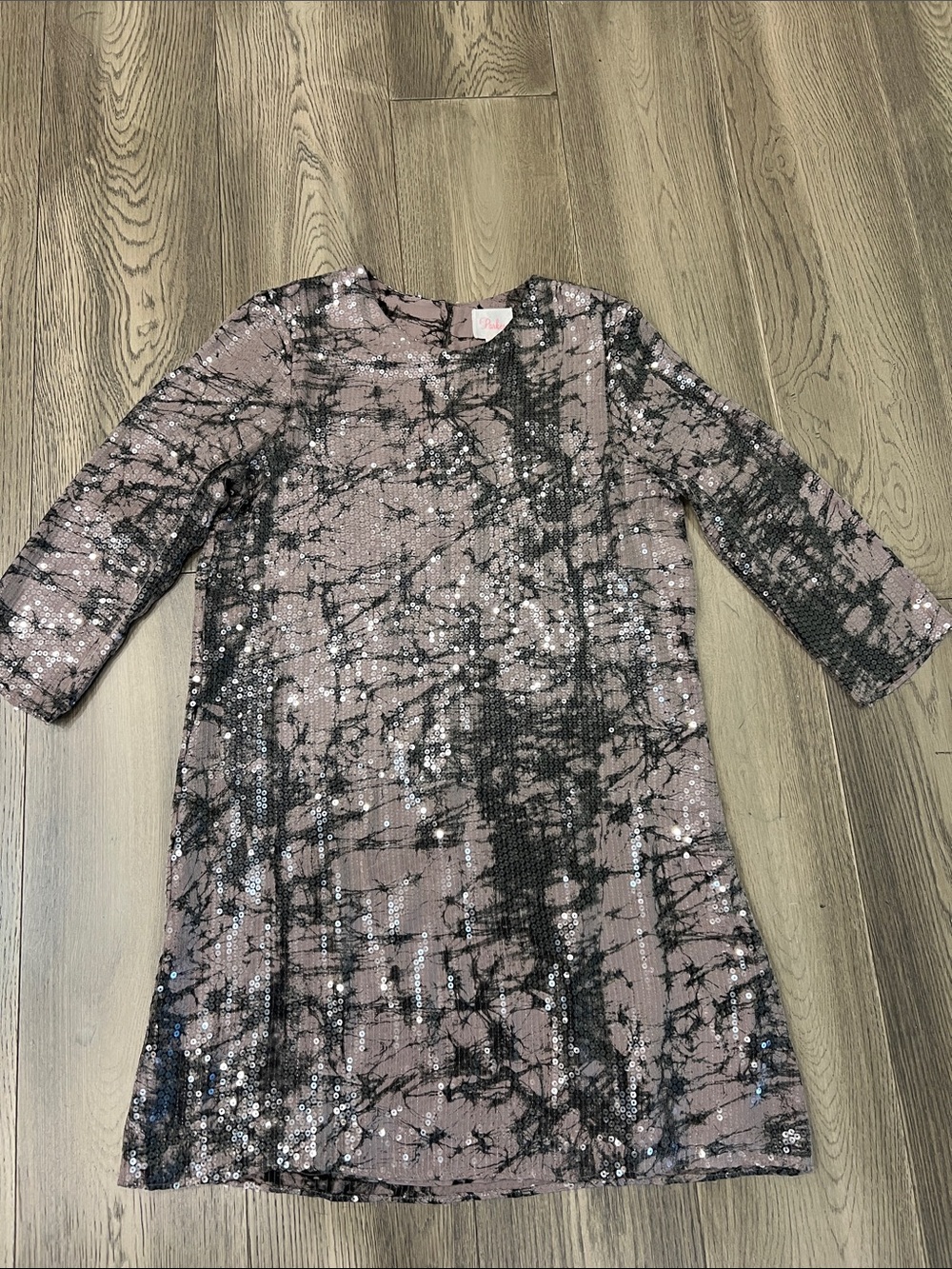 Parker Sequined Pink & Black Tie-Dye Mini Dress